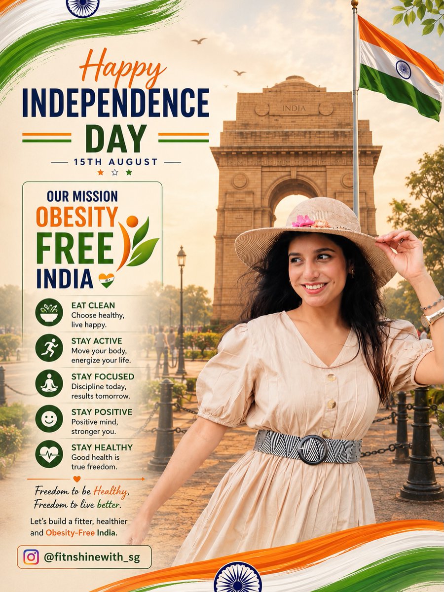 avagonzaleziar4's tweet photo. This Independence Day, let’s celebrate freedom by building a healthier India. Through our Reshape Nation mission, we envision an obesity-free India where everyone has the knowledge, support, and opportunity to live healthier. True joy lies in https://t.co/9QbwoYW8C9