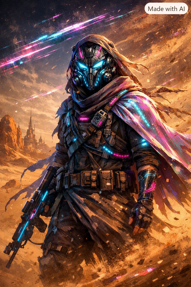 Synthesis_Digit's tweet photo. Neon Rift Nomad ⚡
A lone cyberpunk traveler crossing a glitching neon desert.
Now available on Redbubble ↓
https://t.co/VvZzmHIvHf
#CyberpunkArt #NeonNomad #AIart #DigitalArt #SciFi #RedbubbleArtist https://t.co/mxIdgA3ZoW