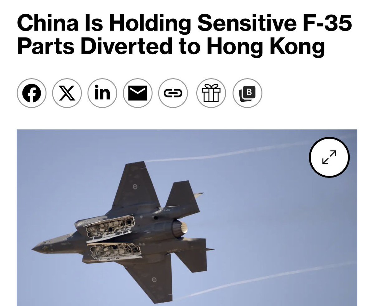 MsMelChen's tweet photo. Let me tell you how this likely happened

America’s defense corporations are hopelessly exposed to the Peoples’ Republic of China (PRC) in a multitude of ways. 

It’s hard to imagine that the same companies that build fighter jets, missiles, and radar for the US and its allies, also depend on official business inside China. 

Lockheed Martin, which makes the F-35, has registered entities in the PRC. An “entity” is a legal company such as a subsidiary, a factory, a sales office, or a joint venture. It has a Chinese business license, a Chinese bank account, and has to follow Chinese laws.

The company also employs personnel who are listed on the Chinese state insurance roll. China requires every formal employer to register workers in the national social insurance system so we can see how many personnel inside China they officially employ. 

In other words, the Chinese government has a roster of every employee at Lockheed and through the National Security and Data Law, has legal power over the parent company that they work for.

Their physical presence in China creates several types of risks:

> Information risk
People and computers inside China can see designs, shipping schedules, supplier lists, or test data. Chinese law can compel them to share it.

> Leverage risk
Beijing can threaten the local company or its employees (“pay a fine, lose your license, or help us”) to get what it wants from the parent company in the US

> Supply chain risk
Buying metals and parts that China manufactures presents huge vulnerabilities. Combined with local entities and staff, it becomes easier for China to see and squeeze the system

This stolen F-35 cockpit canopy came from Australia, which like Canada, is highly compromised and penetrated. 

From South Korea it was diverted to Hong Kong, which sadly is no longer secure as a hub. Commercial tracking data, freight-forwarder systems, and the presence of PRC-linked logistics partners make high-value military shipments visible. Given Lockheed’s legal entities and employees inside the PRC, the intelligence picture gets even clearer. 

This is how “they” knew the schedule.

It’s long past due to gut the foothold our defense companies have inside the adversary’s system.

Btw Lockheed Martin, according to our data, is actually a lot less exposed to the PRC than Boeing, RTX (Raytheon) and Honeywell is.