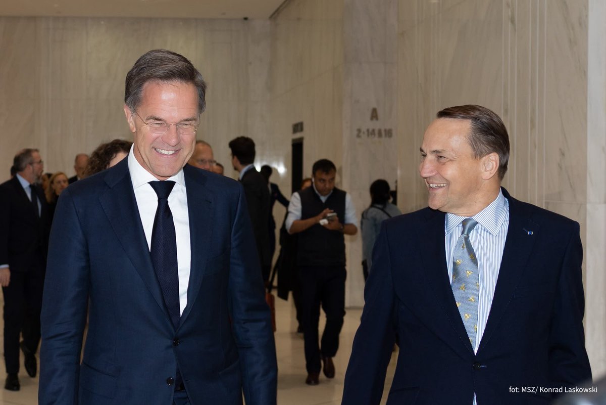 PolandMFA's tweet photo. 📍 New York

Deputy PM, FM @sikorskiradek met with NATO Secretary General Mark Rutte @SecGenNATO.

The talks focused on further strengthening security and cooperation within the Alliance, as well as the challenges facing NATO members. https://t.co/uGPSXMyOH0