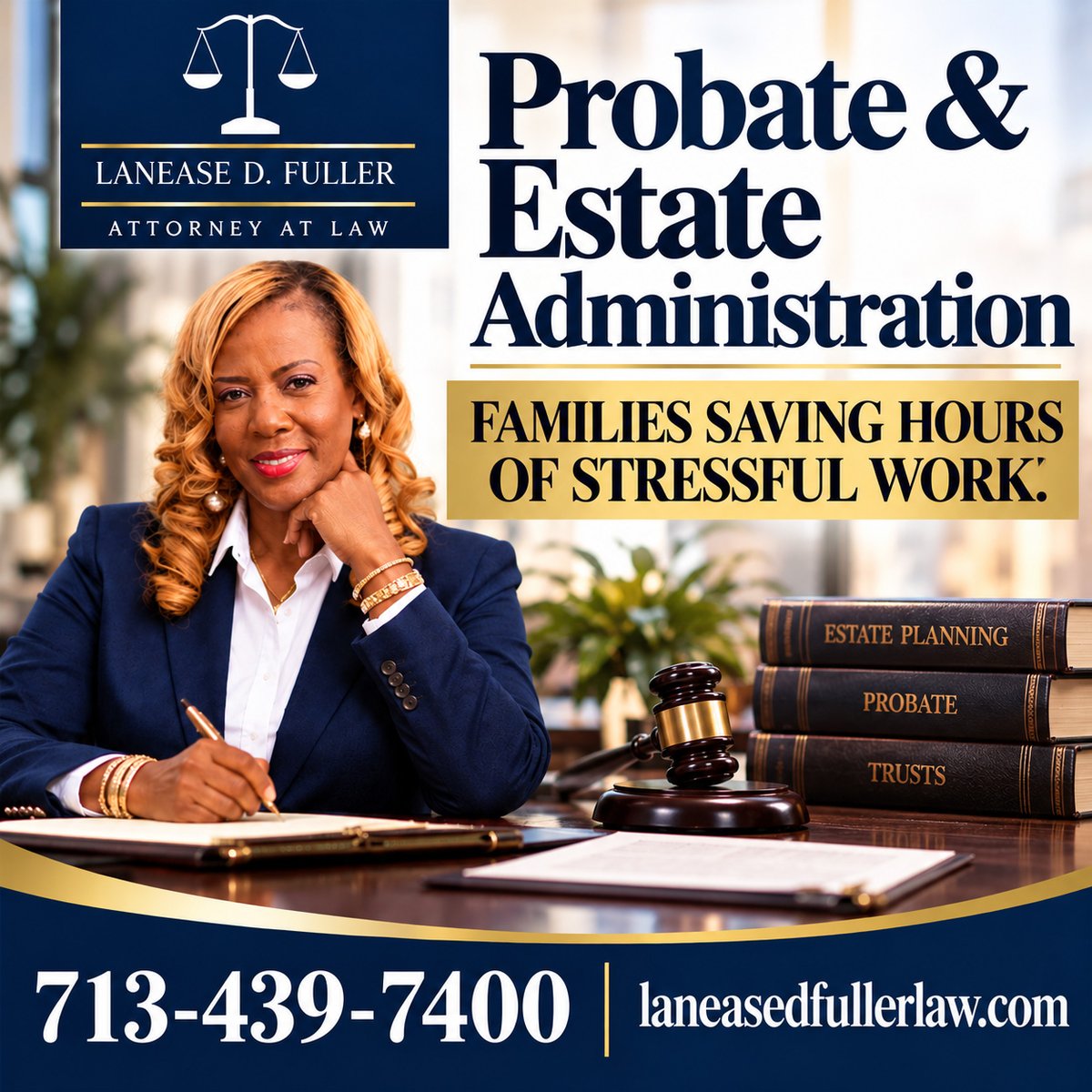 Attorney_Fuller's tweet photo. Lanease D. Fuller Law specializes in probate and estate administration, providing expert legal guidance and support during the complex process of managing and distributing assets after a loved one passes away.

https://t.co/qpFYtisREA

#ProbateLawyer #EstateAdministration https://t.co/cbryvsPXpv