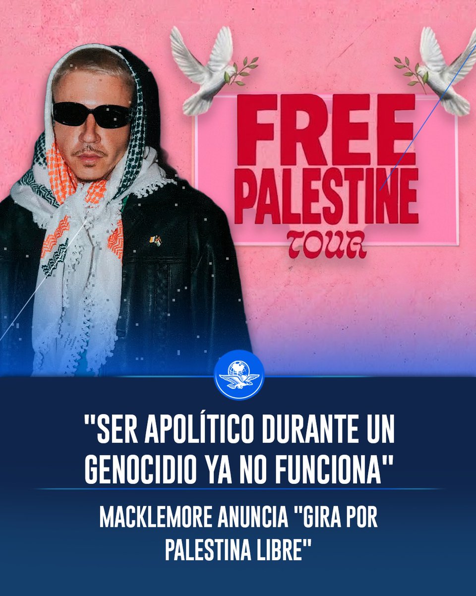 El_Universal_Mx's tweet photo. 🟤 Macklemore anuncia gira “Free Palestine Tour”

A semanas de ser retirado como telonero de Ed Sheeran, el rapero Macklemore anunció una nueva gira que llevará el mensaje de apoyo a Palestina a escenarios de Dublín, París y Londres.

El artista señaló que las ganancias de los conciertos serán destinadas a organizaciones que apoyan al pueblo palestino.

https://t.co/8jGg5LQJle