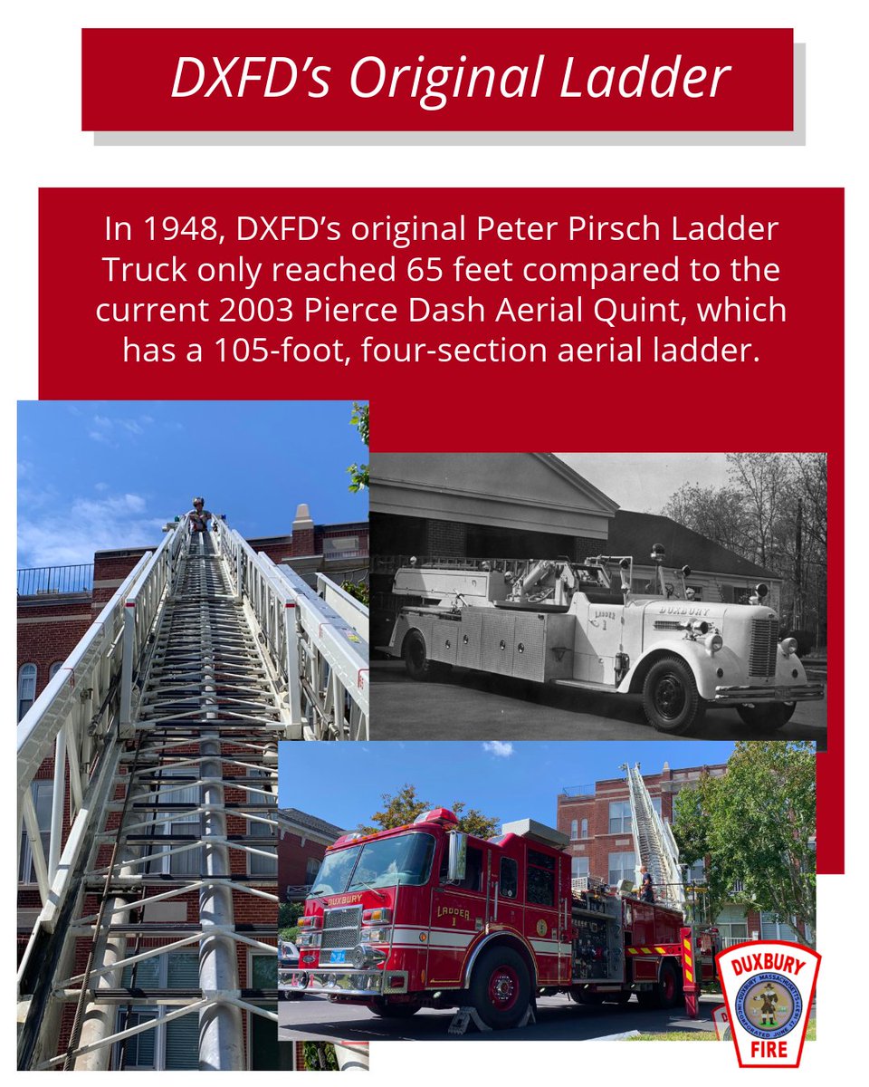 DXFD_PIO's tweet photo. Did you know that DXFD’s original 1948 ladder truck came from the Quincy Fire Department? It could only reach 65 feet, compared to our current ladder truck’s 105-foot reach!
⁠
#DXFD #LadderTruck #ThrowbackThursday #DXFDHistory https://t.co/4OfoHMinQD