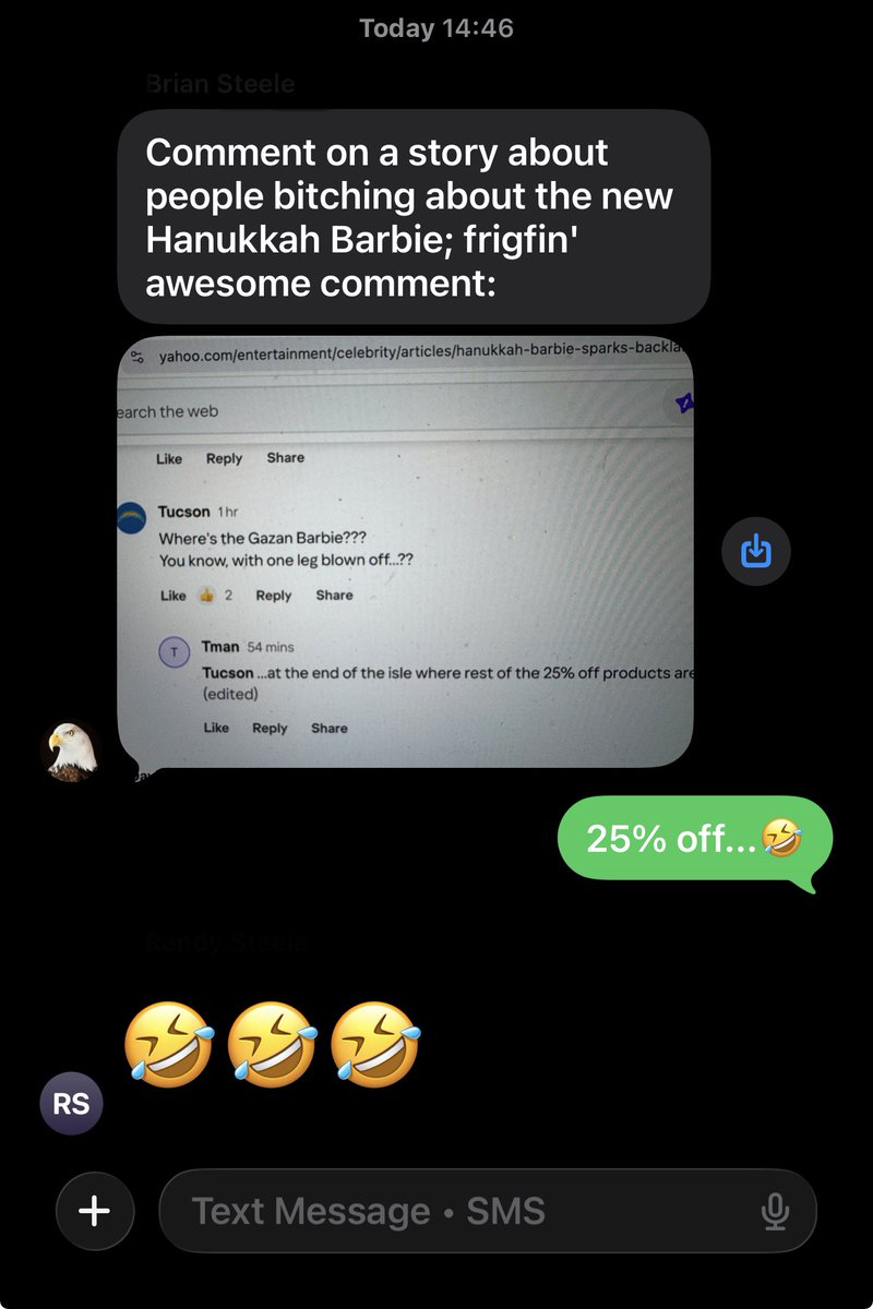 CleteTorres's tweet photo. @CyborgPeds @JustE0420 

Text from my brother this afternoon… https://t.co/JlanlssZEK