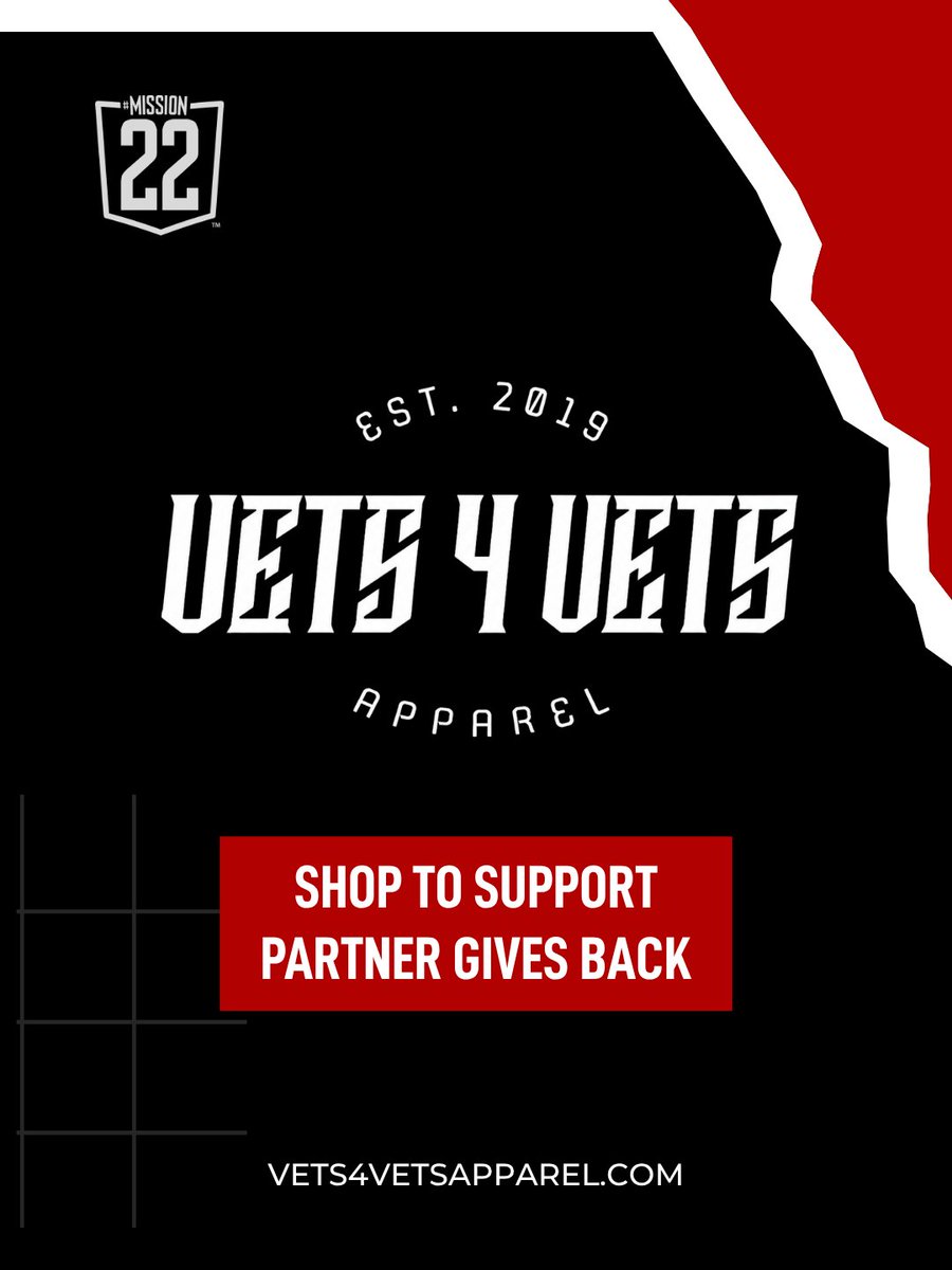 Mission22's tweet photo. Vets 4 Vets Apparel was built around a number. Just like Mission 22.
Veteran owned and operated, raising awareness for the 22 a day since 2019.
They are donating 10% back to Mission 22.
๐ https://t.co/nyAKB3d6Cl
#Mission22 #VeteranOwned https://t.co/vsBOBqWkqq