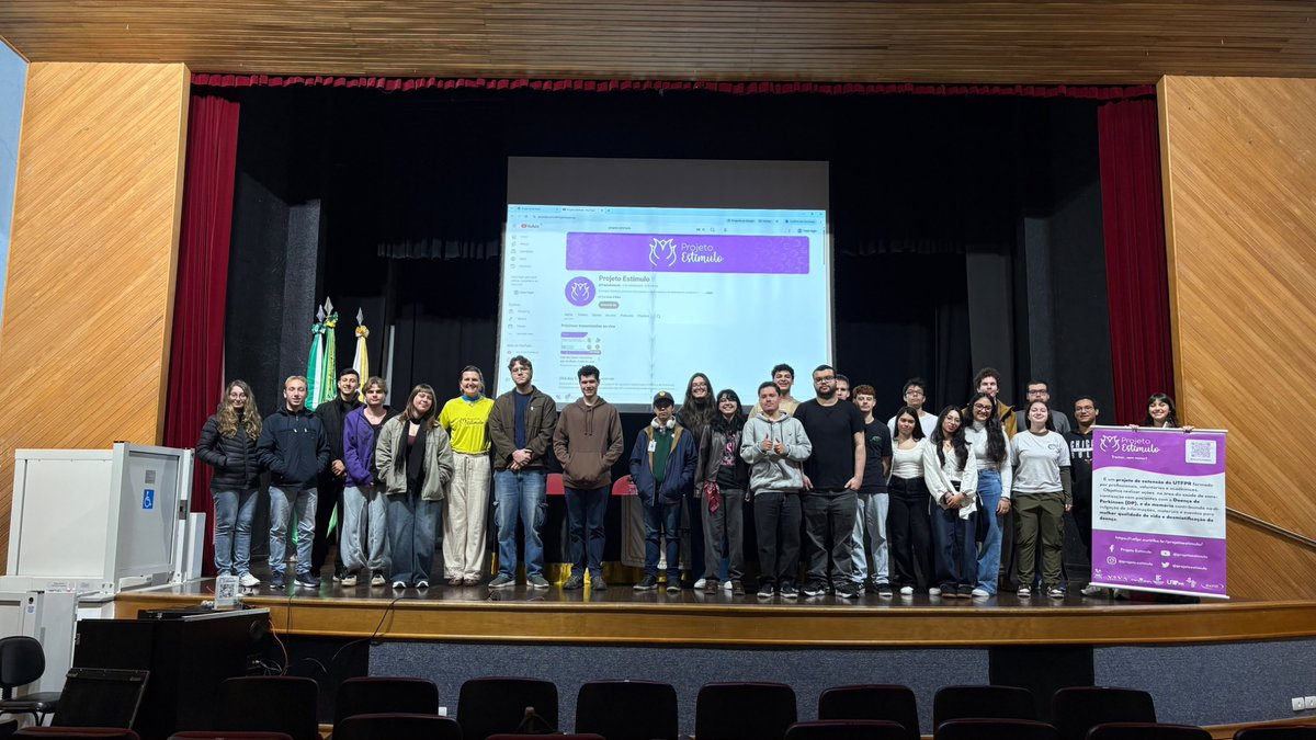 projetoestimulo's tweet photo. 🧠💜 No dia 22/09, o Projeto Estímulo participou da Semana Acadêmica de Engenharia Mecatrônica da UTFPR, com a palestra “Como a Engenharia Mecatrônica pode atuar nas doenças neurodegenerativas”, conduzida pela Prof.ª Kátia Prus, coordenadora do projeto. https://t.co/PorXnCt66g