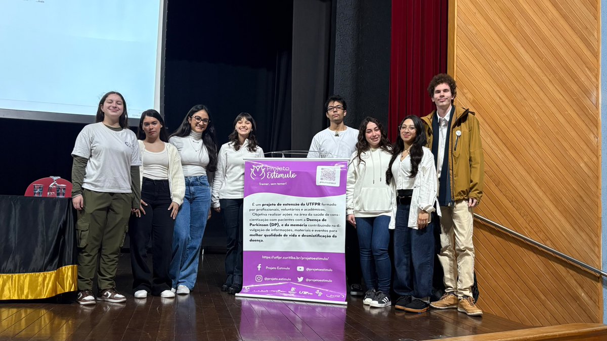 projetoestimulo's tweet photo. 🧠💜 No dia 22/09, o Projeto Estímulo participou da Semana Acadêmica de Engenharia Mecatrônica da UTFPR, com a palestra “Como a Engenharia Mecatrônica pode atuar nas doenças neurodegenerativas”, conduzida pela Prof.ª Kátia Prus, coordenadora do projeto. https://t.co/PorXnCt66g