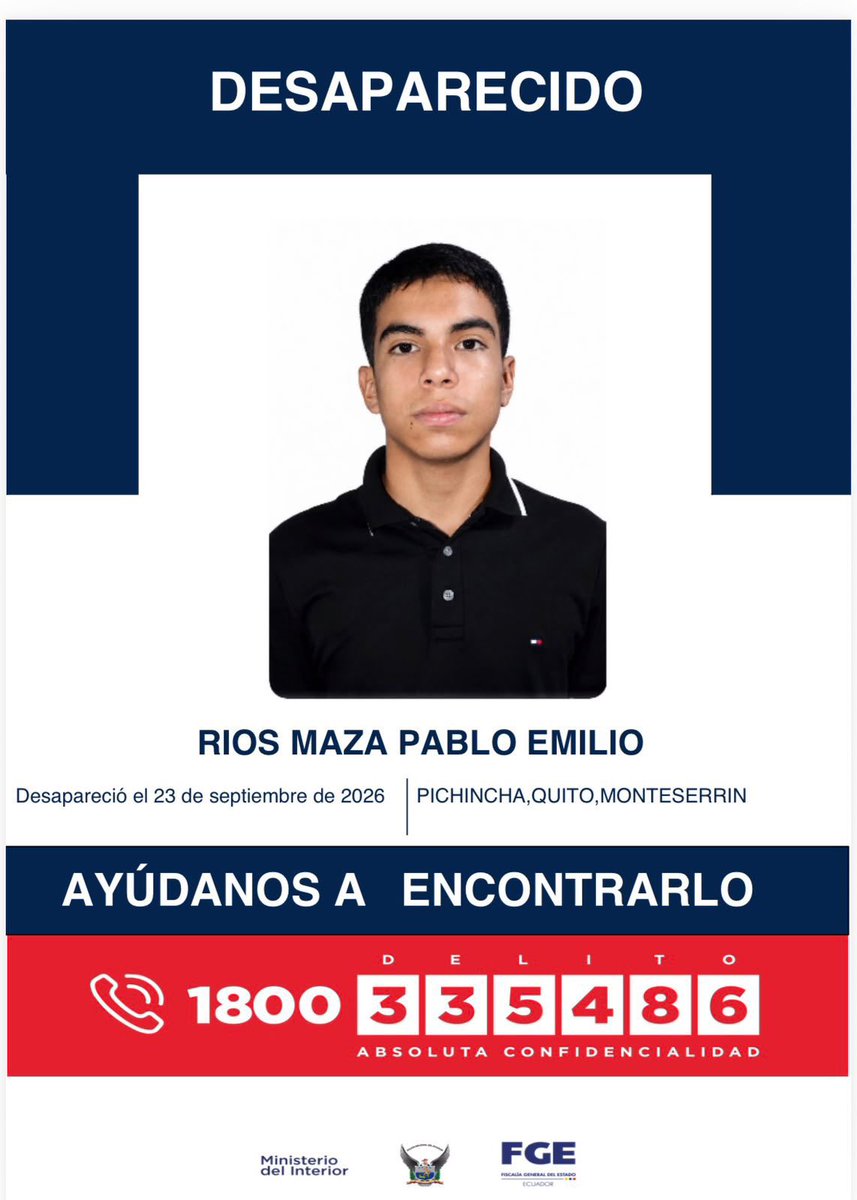 LosChullasSDQ's tweet photo. URGENTE‼️
🚨 Ayúdanos a encontrarlo. Pablo Emilio, futbolista de nuestras academias Sub16.
#AlertaEmilia https://t.co/fjSjxtY18m
