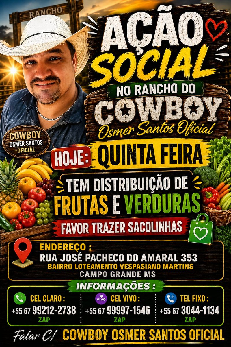 CowboyOsmer's tweet photo. 🇧🇷🤠🏚️Açao Social De Hoje Quinta Feira 24/09/2026 https://t.co/1ct4IeLTel