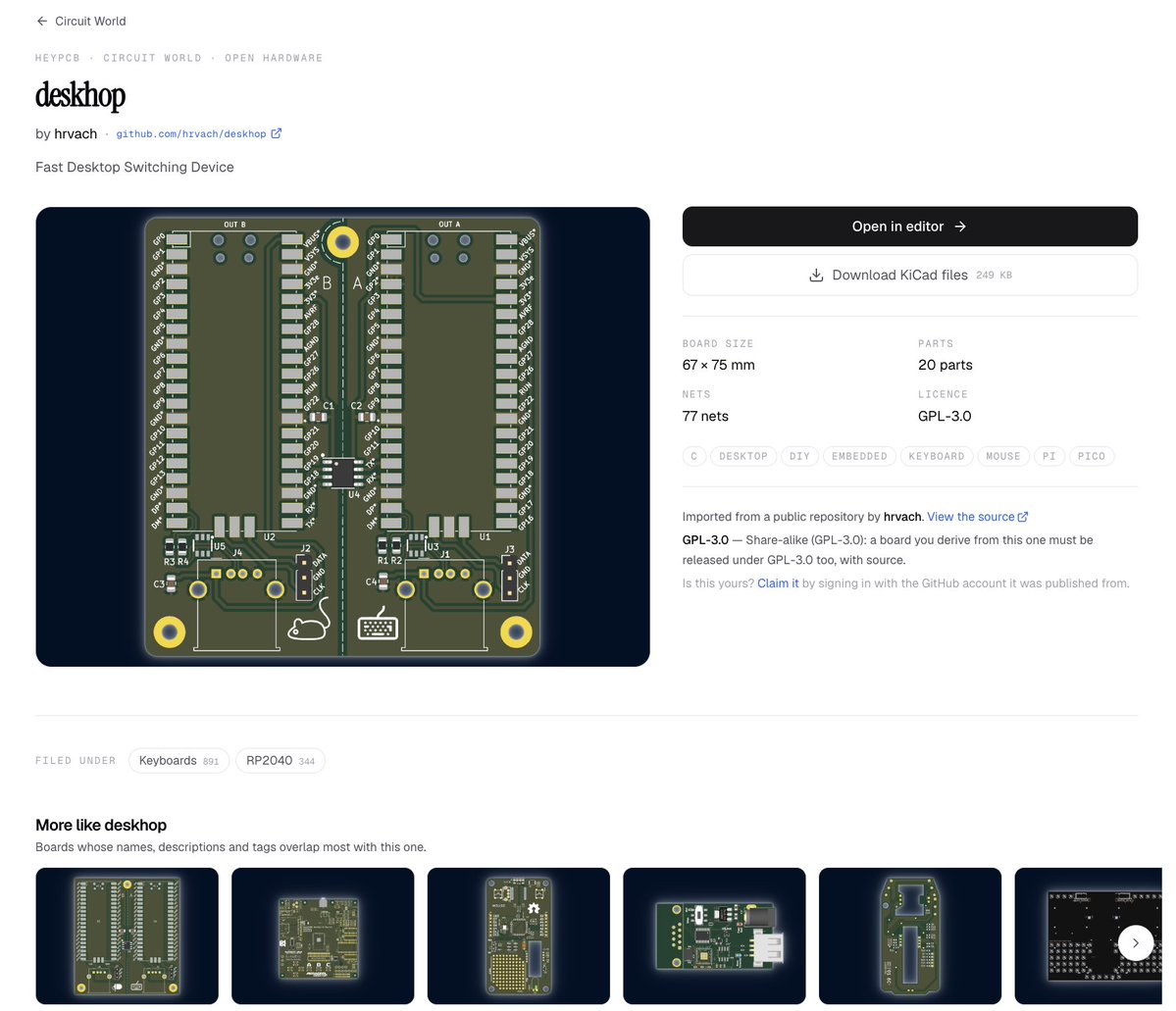 justinplaygame's tweet photo. The best hardware tutorial is a board that already works.

Not another 45 minute YouTube video.

1. Open a real schematic + PCB
2. Ask AI how it works and why it was designed that way
3. Fork it, change it, and learn by building your own version

That’s what we want Circuit World to become: a place where you can open real hardware in a browser, explore the EDA + MCAD, and learn from the design itself.

https://t.co/Jy4IDQhZ4L