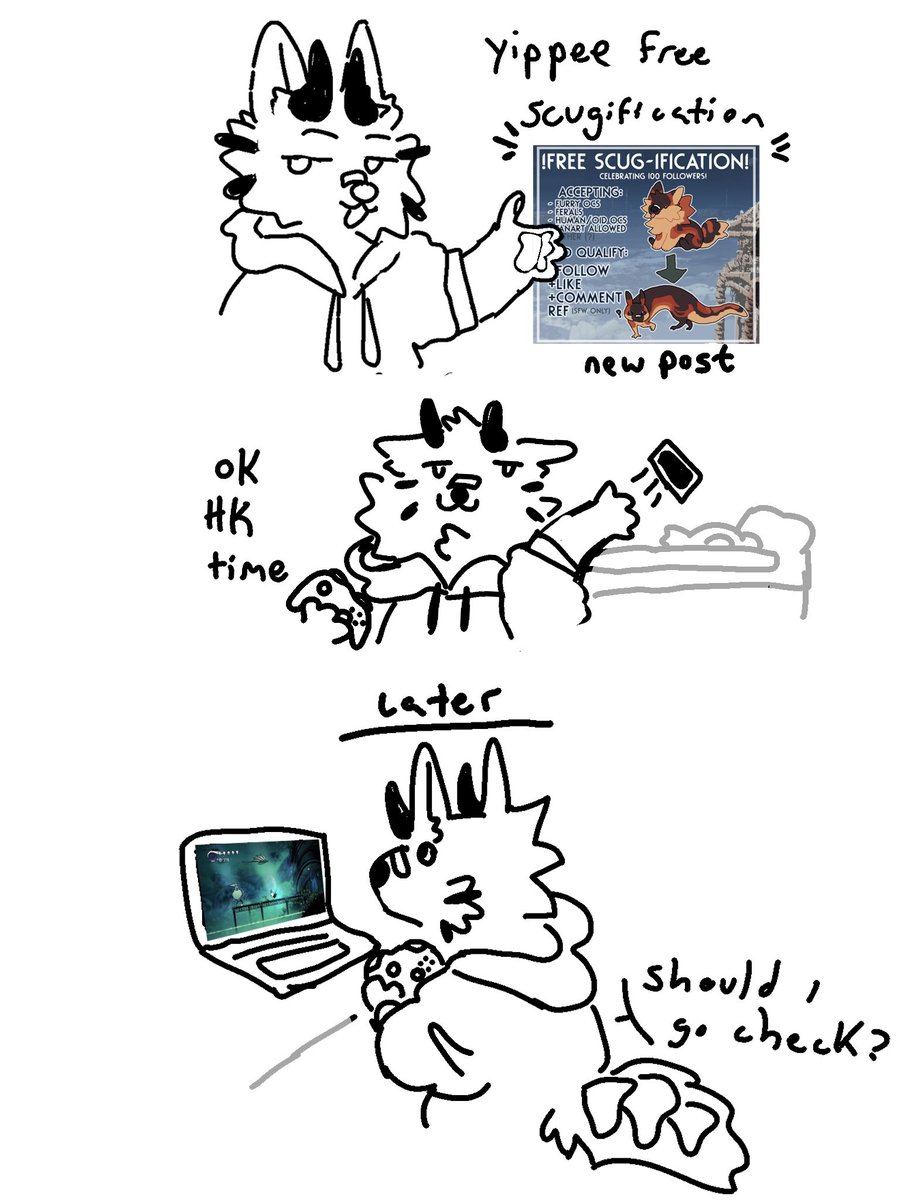 swrdsfish's tweet photo. I disappeared for like 2 hrs to play hk and it blew up,,

thank you for all the kind words!! I will be drawing as many scugs as I have energy/ideas for

Someone did ask if I had a kofi, its here! https://t.co/CeyxfKQSM8 Tips are appreciated but not required <3 https://t.co/QI3zT8S1hC