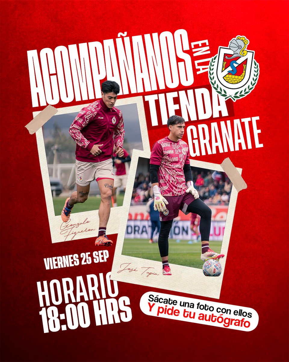 CDLS_OFICIAL's tweet photo. 𝐀𝐂𝐎𝐌𝐏𝐀Ñ𝐀𝐍𝐎𝐒 𝐄𝐍 𝐋𝐀 𝐓𝐈𝐄𝐍𝐃𝐀 𝐆𝐑𝐀𝐍𝐀𝐓𝐄 🔥

Mañana 25 de septiembre, ven a compartir con José Tapia y Gonzalo Figueroa en la Tienda Granate ❤️🤍

🗓️ Viernes 25 
📍 Tienda Granate | Mall Paseo Balmaceda
⏰ 18:00 a 19:00 horas

#TiendaGranate https://t.co/P0j2kbl1Eh