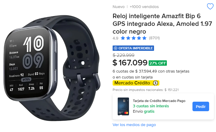 Finanzasbyjess's tweet photo. Reloj inteligente para deporte de OFERTA en Mercado Libre ✅

Con el cupón de la publicación queda 27% OFF a solo $167.099
https://t.co/XnL3K85RKX  👈🏻 https://t.co/y0Aq5uYVAR