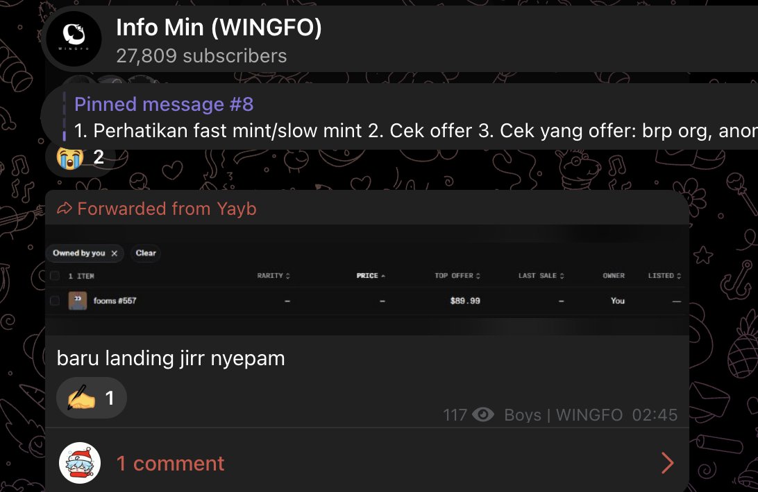 weingfo's tweet photo. Only a few WINGFO members managed to secure @foomsfomo.

We first shared this one in our Early NFT radar when the account had only 4 followers.

And yeah, only a small number of people ended up getting it.

GG to everyone who caught it early. https://t.co/hfP4WyA9GF