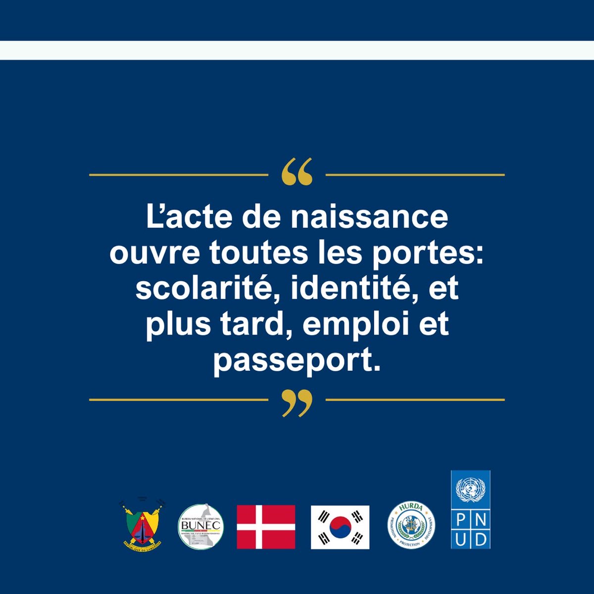 hurda_cameroon's tweet photo. L’acte de naissance et les droits qu’il procure. C’est HURDA avec @diplocam_minrex @PNUDCameroun @UNDPAfrica @BUNEC_1 @DKinEU @MOFAkr_eng @ciowela @mharthansen @DeAissata @mznaab

#Denmark  
#SDG9 #SDG10 #Digitalldentity
#RepublicOfKorea  #SDG16 #SDG17 #CivilRegistration https://t.co/rMp5gxaPIj