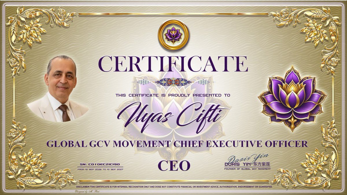 oliverndati's tweet photo. OFFICIAL ANNOUNCEMENT

GLOBAL GCV MOVEMENT

APPOINTMENT OF CHIEF EXECUTIVE OFFICER

The Global GCV Movement is pleased to officially announce the appointment of:

MR. ILYAS CIFTCI

CHIEF EXECUTIVE OFFICER (CEO)
GLOBAL GCV MOVEMENT

Mr. Ilyas Ciftci has previously served as Vice Chief Executive Officer and as a member of the Global GCV Movement Grand Council. During this period, he has demonstrated commitment, responsibility, loyalty, organizational ability, and a willingness to undertake substantial work for our global community.

As the Global GCV Movement continues to expand, we need stronger coordination and execution across our countries, leadership teams, and six functional divisions. The CEO position therefore requires not only a title, but consistent action, communication, accountability, and the ability to turn the strategic direction of the Grand Council into practical implementation.

After careful consideration of our current organizational needs and Mr. Ilyas Ciftci’s performance and contribution, I have decided to appoint him as Chief Executive Officer of the Global GCV Movement, effective September 10, 2026.

As CEO, Mr. Ilyas Ciftci will work closely with the Chairperson, Grand Council, national leadership teams, and the six divisions to strengthen global coordination, follow up on implementation, improve accountability, and help ensure that decisions are translated into measurable action.

At the same time, Mr. Ali Yanık, our former CEO, has been transferred to the position of Executive Secretary to the Chairperson due to his current family circumstances. We sincerely appreciate his previous service as CEO and look forward to his continued contribution in his new role.

Leadership is not about titles. Leadership means responsibility, service, execution, and results.

I congratulate Mr. Ilyas Ciftci on his new responsibility and ask all Global GCV leaders, ambassadors, divisions, and country teams to cooperate with and support him in carrying out his duties.

Doris Yin
Founder & Chairperson
Global GCV Movement
September 10, 2026

Disclaimer: The Global GCV Movement is an independent community movement. These appointments are internal organizational positions only and do not represent the Pi Network Core Team, any government, regulatory authority, or other institution, nor do they constitute financial or investment advice, authorization, endorsement, or guarantee.
@PurpleLotusGCV 
@lyasift35708036 
@oliverndati
@JasonWong_Pi 
@NoncePadja 
@AliYanik65