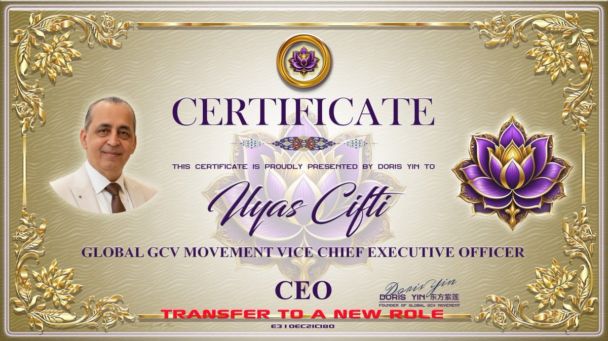 oliverndati's tweet photo. OFFICIAL ANNOUNCEMENT

GLOBAL GCV MOVEMENT

APPOINTMENT OF CHIEF EXECUTIVE OFFICER

The Global GCV Movement is pleased to officially announce the appointment of:

MR. ILYAS CIFTCI

CHIEF EXECUTIVE OFFICER (CEO)
GLOBAL GCV MOVEMENT

Mr. Ilyas Ciftci has previously served as Vice Chief Executive Officer and as a member of the Global GCV Movement Grand Council. During this period, he has demonstrated commitment, responsibility, loyalty, organizational ability, and a willingness to undertake substantial work for our global community.

As the Global GCV Movement continues to expand, we need stronger coordination and execution across our countries, leadership teams, and six functional divisions. The CEO position therefore requires not only a title, but consistent action, communication, accountability, and the ability to turn the strategic direction of the Grand Council into practical implementation.

After careful consideration of our current organizational needs and Mr. Ilyas Ciftci’s performance and contribution, I have decided to appoint him as Chief Executive Officer of the Global GCV Movement, effective September 10, 2026.

As CEO, Mr. Ilyas Ciftci will work closely with the Chairperson, Grand Council, national leadership teams, and the six divisions to strengthen global coordination, follow up on implementation, improve accountability, and help ensure that decisions are translated into measurable action.

At the same time, Mr. Ali Yanık, our former CEO, has been transferred to the position of Executive Secretary to the Chairperson due to his current family circumstances. We sincerely appreciate his previous service as CEO and look forward to his continued contribution in his new role.

Leadership is not about titles. Leadership means responsibility, service, execution, and results.

I congratulate Mr. Ilyas Ciftci on his new responsibility and ask all Global GCV leaders, ambassadors, divisions, and country teams to cooperate with and support him in carrying out his duties.

Doris Yin
Founder & Chairperson
Global GCV Movement
September 10, 2026

Disclaimer: The Global GCV Movement is an independent community movement. These appointments are internal organizational positions only and do not represent the Pi Network Core Team, any government, regulatory authority, or other institution, nor do they constitute financial or investment advice, authorization, endorsement, or guarantee.
@PurpleLotusGCV 
@lyasift35708036 
@oliverndati
@JasonWong_Pi 
@NoncePadja 
@AliYanik65