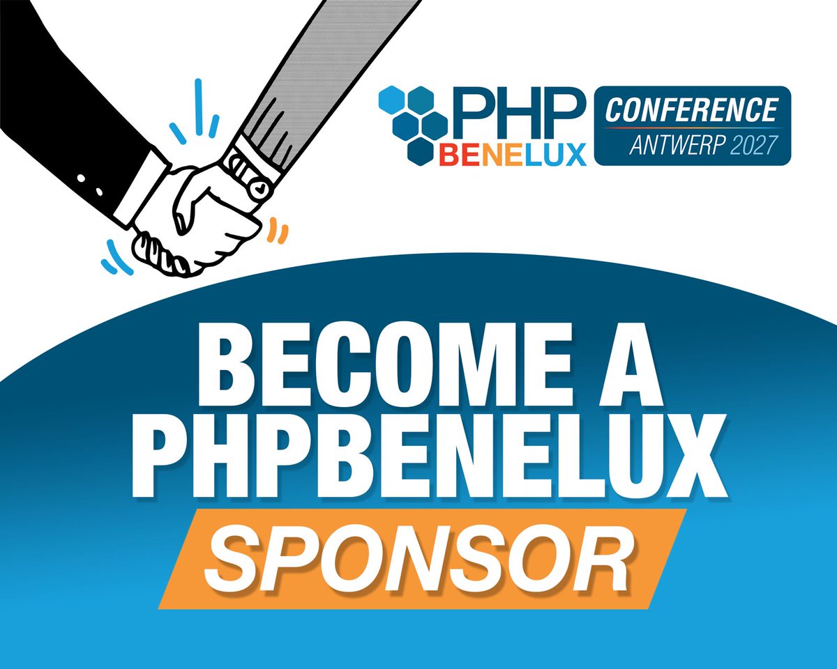 phpbenelux's tweet photo. Sponsorship packages for PHPBenelux Conference 2027 are open. Platinum, Gold, Silver and custom options. As a non-profit, sponsor revenue goes directly back into the Benelux PHP community. Get in touch to secure your spot before the expo hall fills up.
#phpbenelux #phpbnl27 #php https://t.co/PKqtaASaZp
