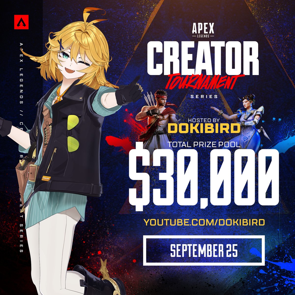 PlayApex's tweet photo. FPS 🤝 FGC.

Tune in tomorrow for the Apex Legends Creator Tournament Series hosted by @dokibird.

Catch the action live on Youtube. https://t.co/IZnCmlhM6n