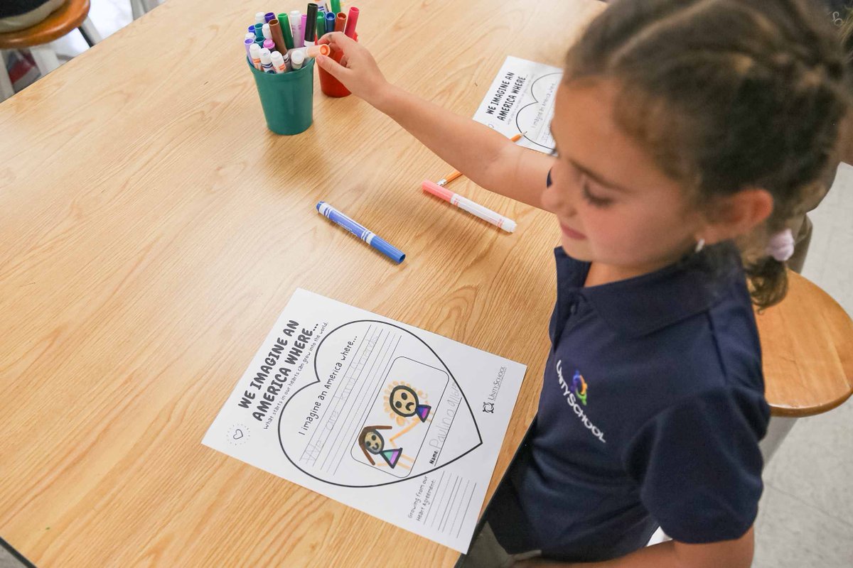 UnitySchoolFL's tweet photo. 🕊️ How can virtues create the America we imagine? Our 1st graders are sharing student-created mantras inspired by the Peace Routine. Join us in the LnL circle Wed, 9/30 at 5:30 PM! ✨ #UnitySchoolFL #America250 https://t.co/h8jmHhhQQB