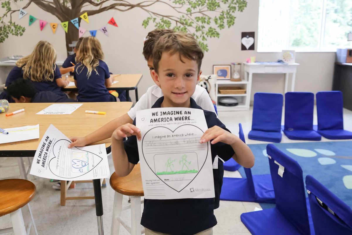 UnitySchoolFL's tweet photo. 🕊️ How can virtues create the America we imagine? Our 1st graders are sharing student-created mantras inspired by the Peace Routine. Join us in the LnL circle Wed, 9/30 at 5:30 PM! ✨ #UnitySchoolFL #America250 https://t.co/h8jmHhhQQB
