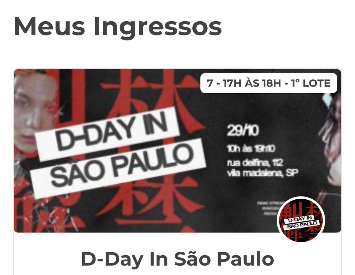 seokjinsung's tweet photo. tenho UM ingresso sobrando para o evento d day

29/10 - 17h as 18h

se alguém tiver interesse pode me chamar ‼️

#DDayInSaoPaulo https://t.co/ntBkK2KuBY