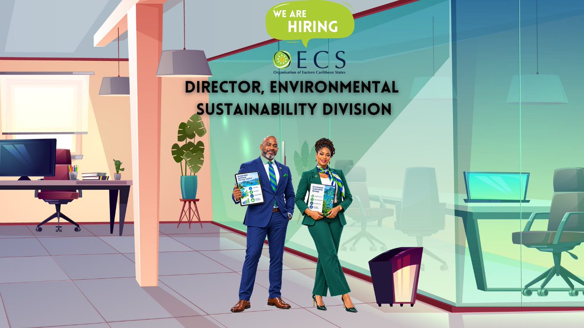 oecscommission's tweet photo. 🌿 The OECS Commission is seeking a Director, Environmental Sustainability Division to lead regional action on climate resilience, sustainable energy, biodiversity and ocean governance.

📍 Saint Lucia  
📅 Apply by 21 October 2026  
🔗 https://t.co/6Apa7pWj9I

#OECSjobs https://t.co/W0lWqptAin