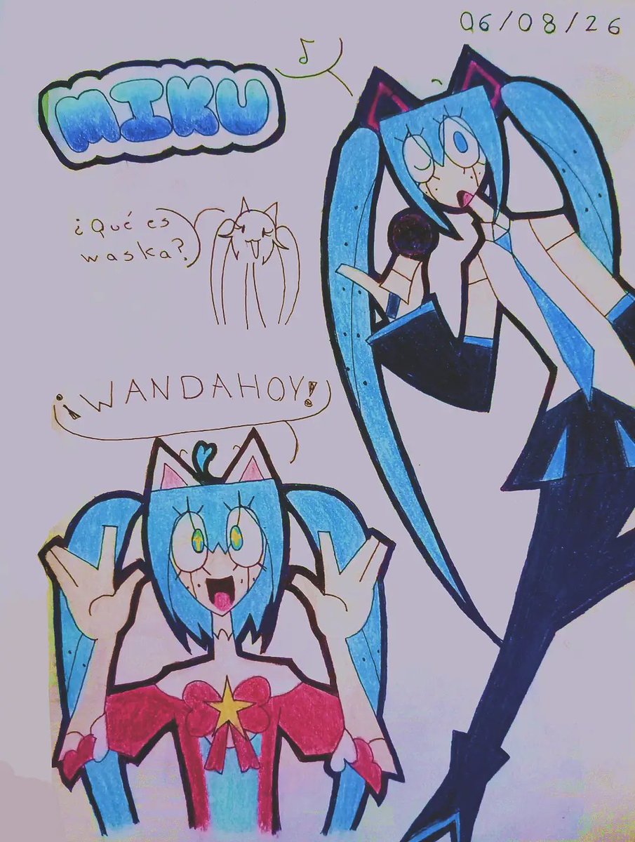 gatictaAnami's tweet photo. Hice unas Mikus porque la amo

#prsk_FA #fanart #hatsunemiku #初音ミク #doodle #sketch #cartoon https://t.co/0Kne4EiNar