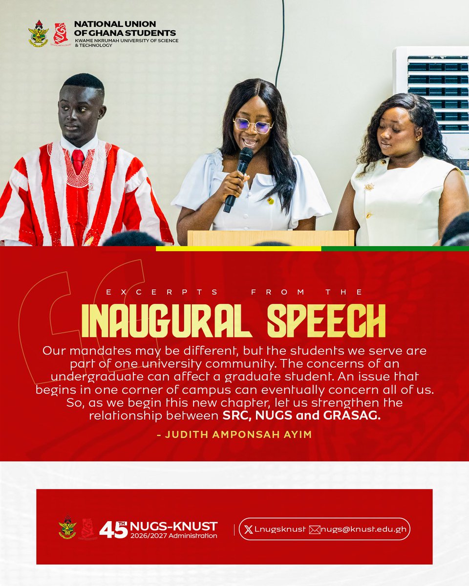 Missayim's tweet photo. Excerpts from the Inaugural Speech 🎤 

#45THNUGSKNUSTADMINISTRATION
#AlutaContinuaVictoriaAscerta https://t.co/kaKPRPHVu4