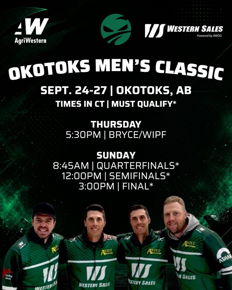 _greenmachines's tweet photo. Back at it again this weekend in Okotoks. 👊🏻

Triple knockout action will be underway tonight, catch the action live on the Okotoks Curling Club YouTube channel. 

Let’s get to work. 🥌 https://t.co/9Z7s9ojUYv