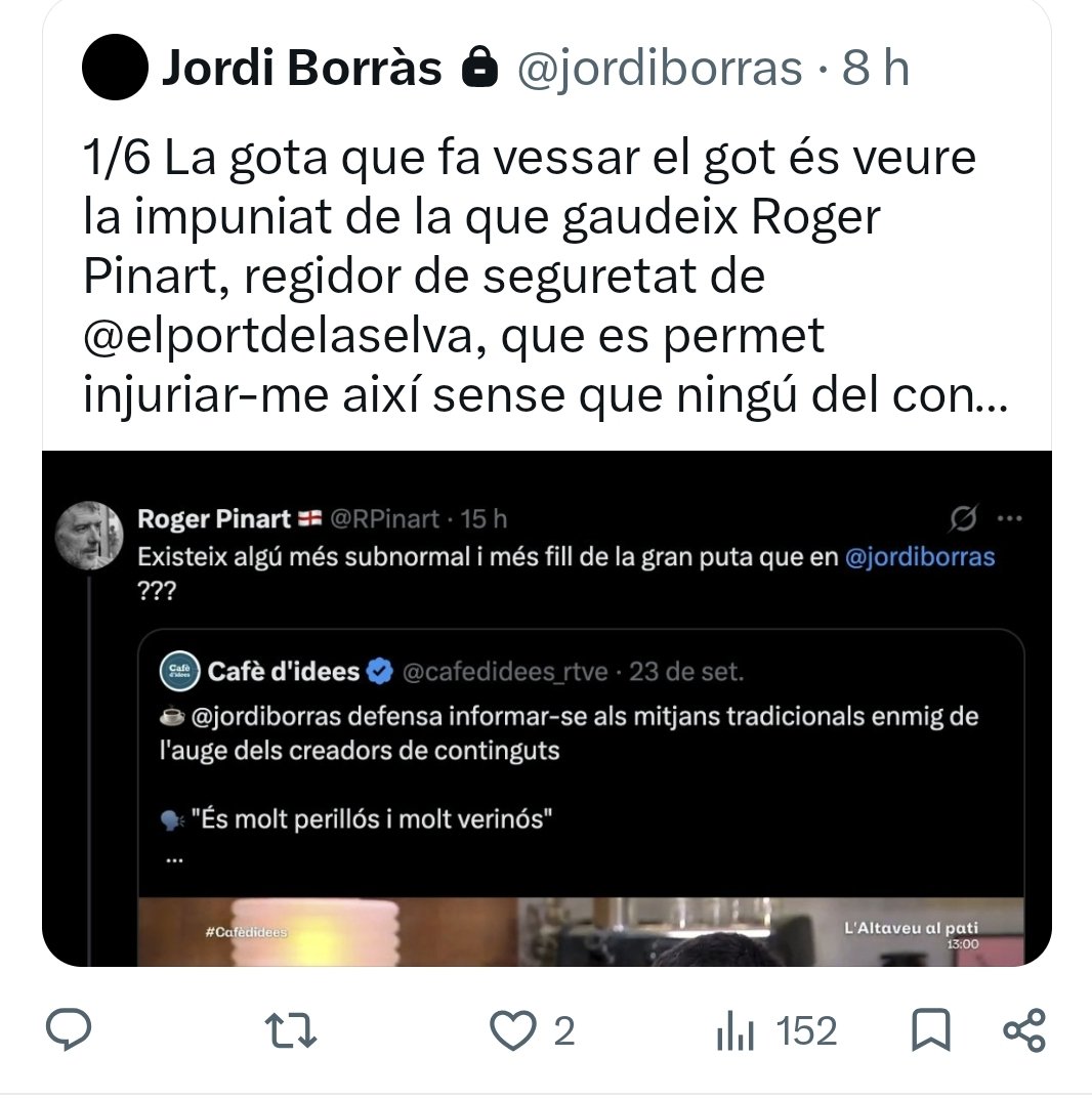 perinno's tweet photo. Molts ànims, company @jordiborras! 
Altres seguirem aguantant estoicament tota mena de miserables que neguen, ja no les veritats que contem els més agosarats, sinó les evidències. 
Però, el periodisme també es això, ja ho saps crac! 💪💪💪
👇 https://t.co/TelJ0f34rY

©️perinno🏌🏾 https://t.co/xyJIOBhnEB