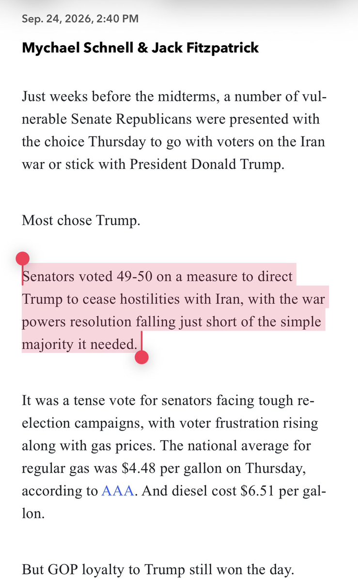 axidentaliberal's tweet photo. Despite Americans being absolutely pummeled by skyrocketing gas and grocery prices directly caused by Trump's war in Iran, Republicans STILL opted to vote for this madness

So-as usual-it's up to us to stop it ourselves 

#BlueWaveIn40Days https://t.co/oWhKa7Y4w7