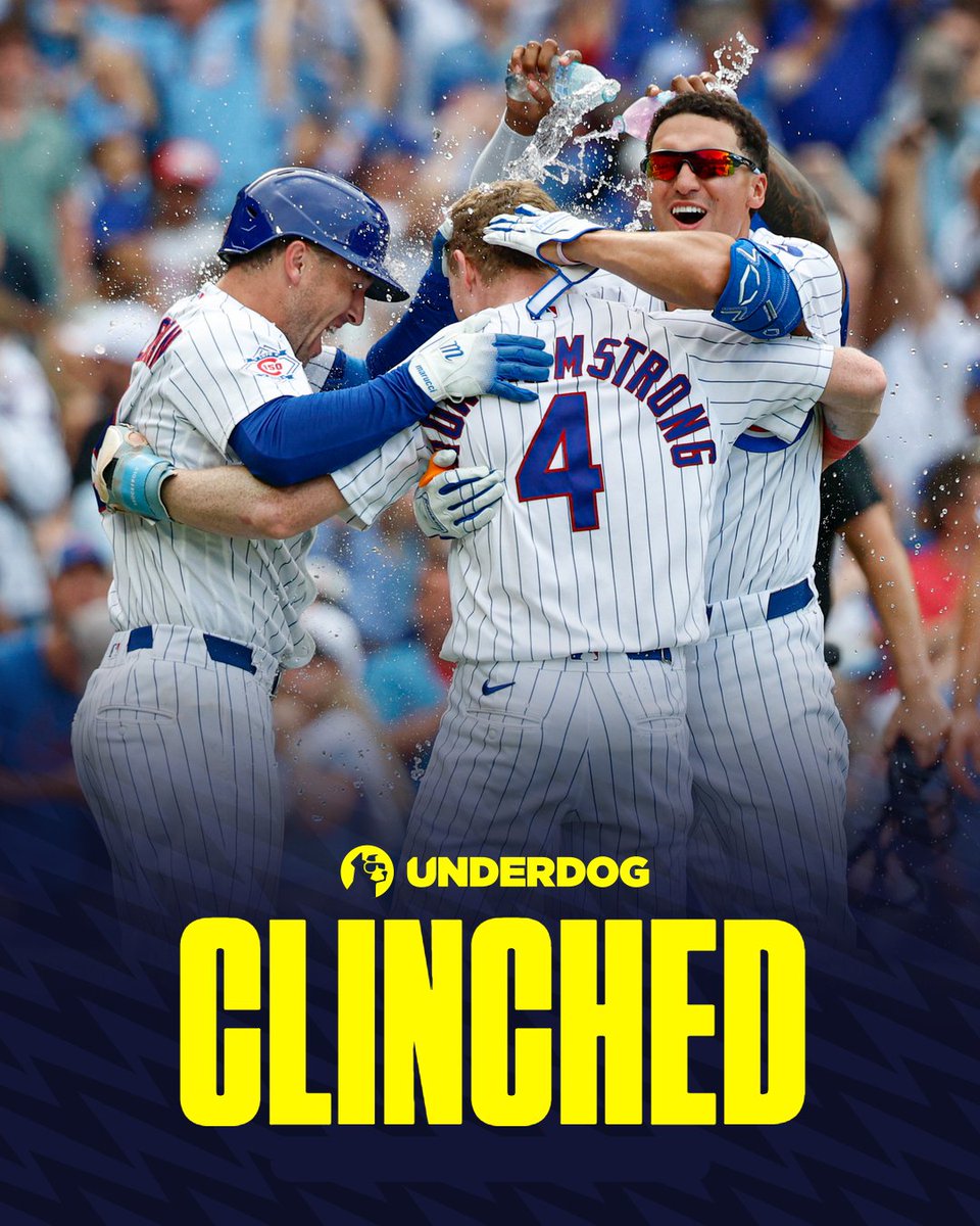UnderdogMLB's tweet photo. The Cubs secure their second consecutive postseason berth

Lead MLB in Runs and OPS this season https://t.co/Sc9Eeamrlm