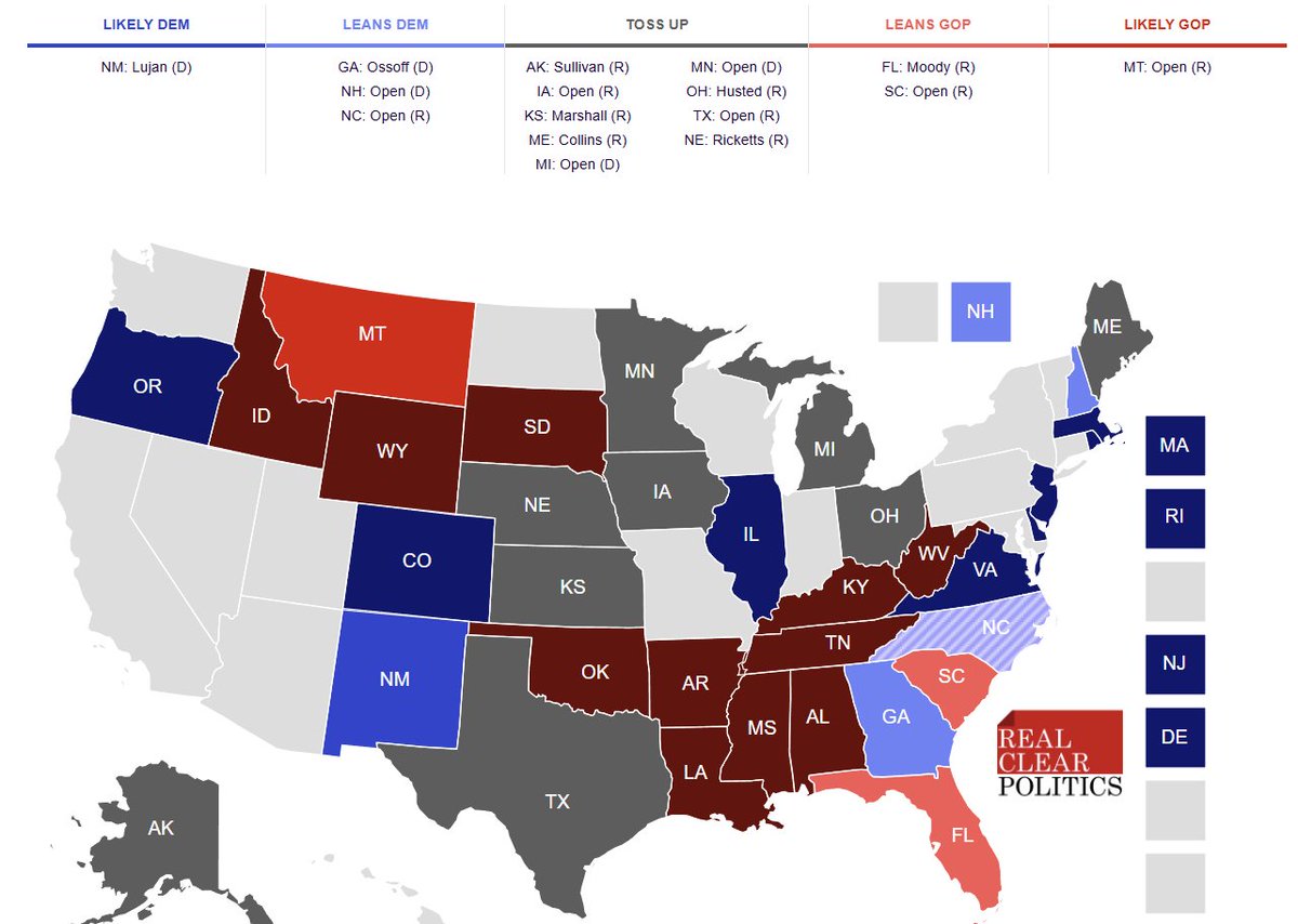 RCPolling's tweet photo. RealClearPolitics Midterm Senate Toss-Ups

🔵Michigan: El-Sayed +2.7
🔵Maine: Jackson +0.8
🔵Texas: Talarico +2.8
🔵Ohio: Brown +4.0
🔵Alaska: Peltola +2.3
🔴Iowa: Turek +0.4
🔵Minnesota: Flanagan +1.8
🔴Kansas: Marshall +1.5
🔴Nebraska: Osborn +4.0

September 24, 2026 https://t.co/ii0jJ7jNmI