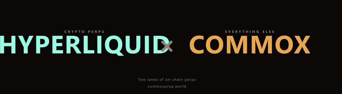 COMMOXprep's tweet photo. COMMOX is the first true RWA perpetuals venue on Robinhood Chain.

334 non-crypto markets — 244 commodities, 40 Forbes billionaires, 50 CS2 skins — . Long or short with ETH margin, up to 30x.

Every market has its own public LP pool as the counterparty, anyone can join and earn from trader flow. 2% in, 2% out, all fees route into on-chain $COMO buybacks.

$COMO IS RWA  hyperliquid:native ON ROBINHOOD CHAIN

0x1eb21e9278bc20117a4fffe006bf931ea57010e7