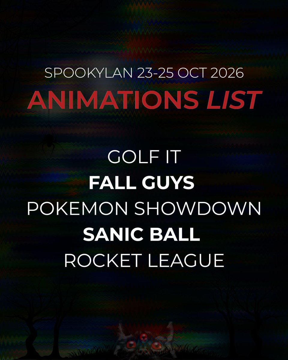 polylan's tweet photo. The first SpookyLAN animations are out!

This list may evolve: more games could join the lineup soon, and we'll keep you posted.

Registered as a player and have an animation idea? Share it with us through the form https://t.co/kdApIvMJRZ https://t.co/CI1dHFBmfR