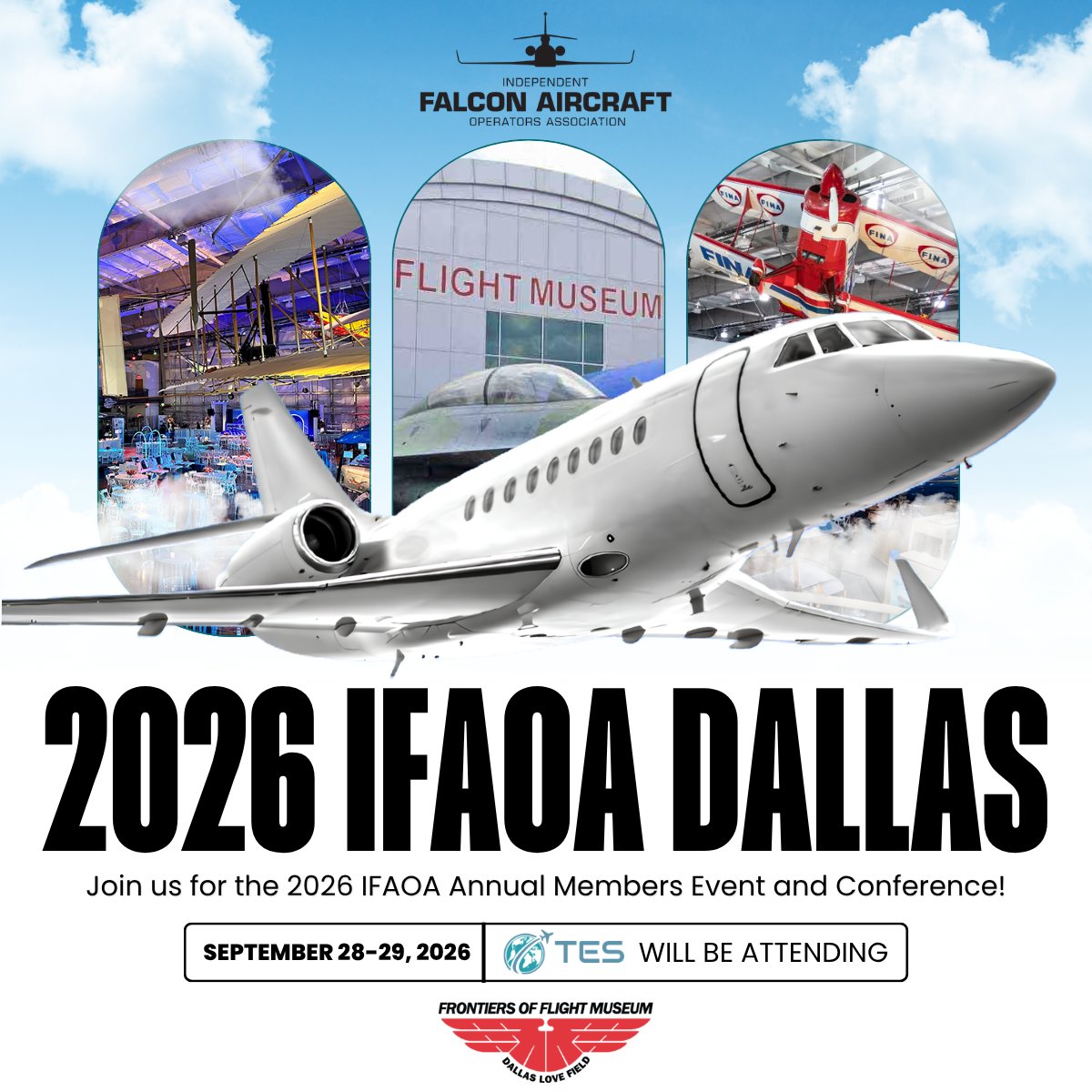 TESService's tweet photo. We’ll be at the Frontiers of Flight Museum in Dallas, TX, September 28–29th for the 2026 Independent Falcon Aircraft Operators Association...

Check out more on our LinkedIn: https://t.co/DPqIWgELVI

#businessaviation #bizjet #avgeek #aircraftmaintenance #FalconAircraft https://t.co/xXhqPdzlzf