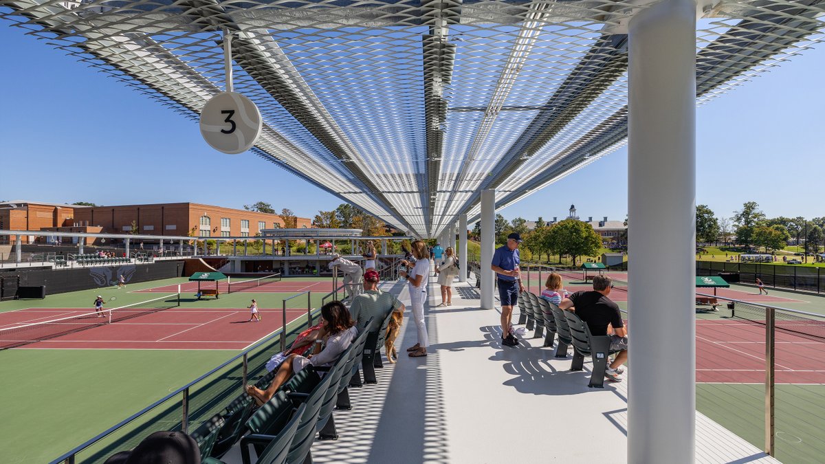 Centerbrook's tweet photo. We are excited to share that our design of the Michael W. and Quirsis V. Riney Family Tennis Center at Mary Institute and St. Louis Country Day School (MICDS) has received a 2026 @USTA Outstanding Facility Award! https://t.co/1cRDsaHun3
