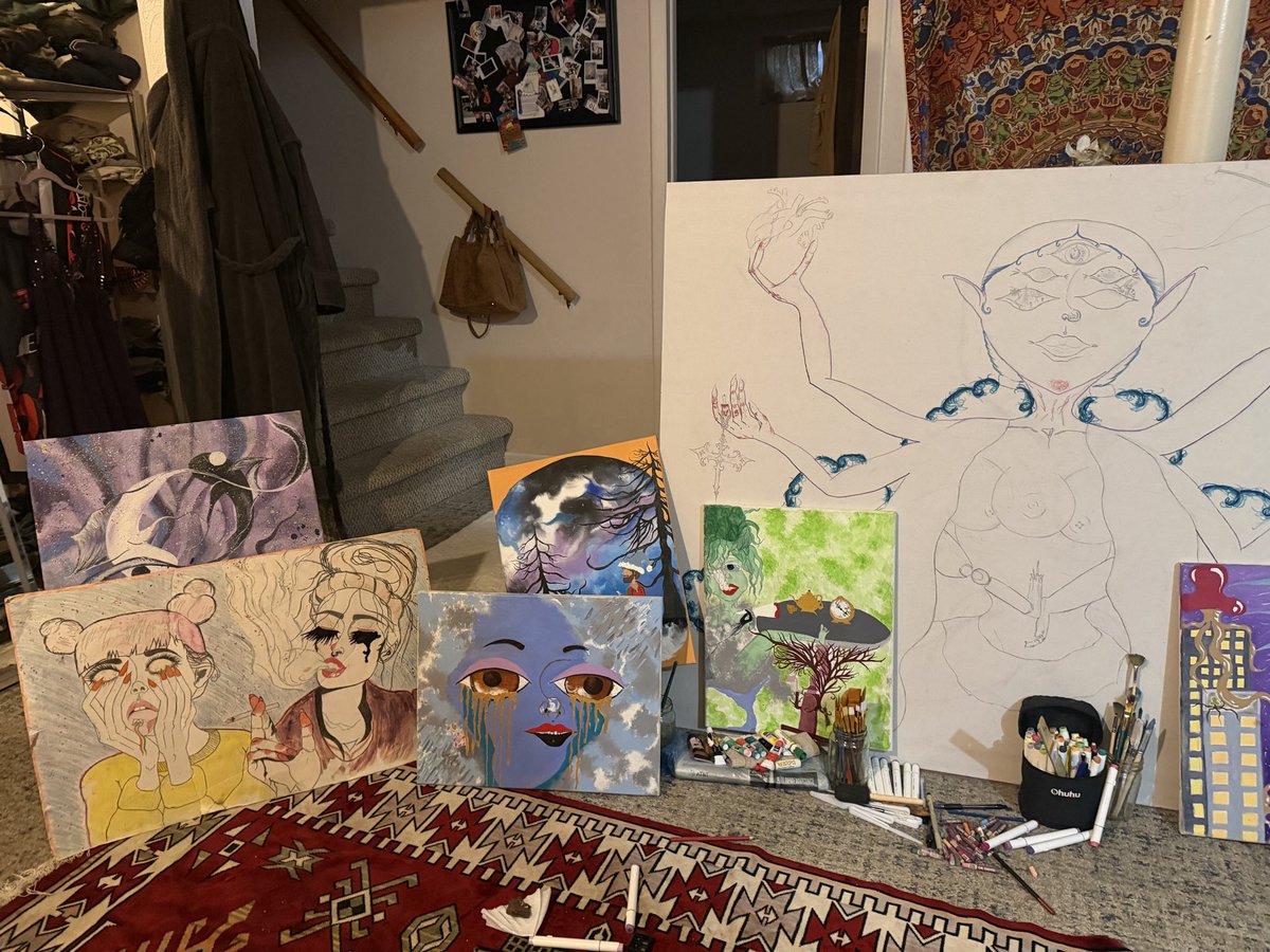 Omiin999's tweet photo. Buy my art? 🥰🥰Can add or take away from any current canvas; open to custom orders, just for you Each piece comes with a personal thank you videoYour choice of photo bundle with the art piece📸discounted video of your choosing💜Should I start going live with naked paintins? https://t.co/dHuLJ5LsPA