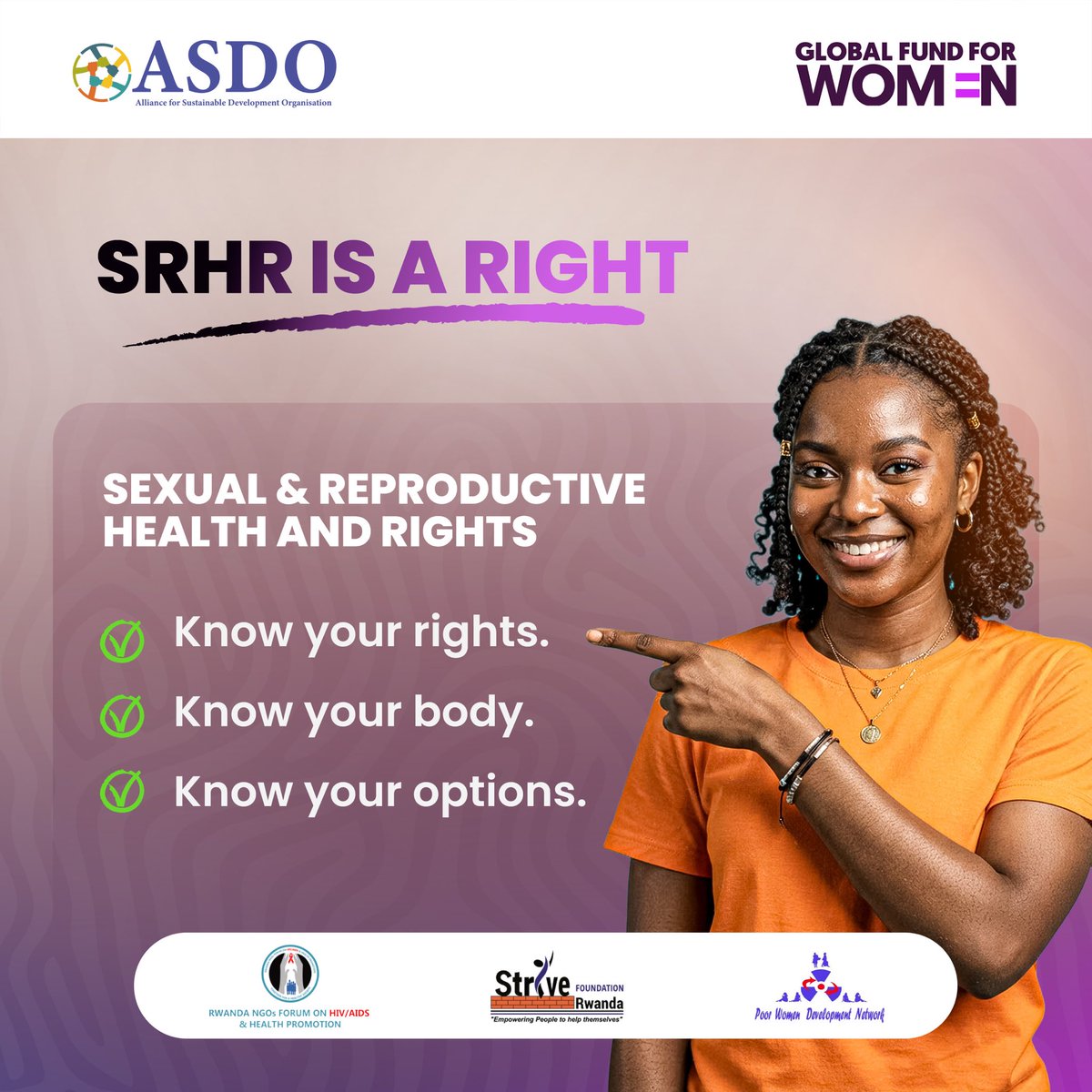 asdo_rwanda's tweet photo. Today, we begin a journey towards World Contraception Day and International Safe Abortion Day.

We’ll explore SRHR, contraception, bodily autonomy, choices and access to quality healthcare, meaning,  having all we need to make informed decisions. 
@GlobalFundWomen
#SRHIsARight https://t.co/hRh7YvJ9HT
