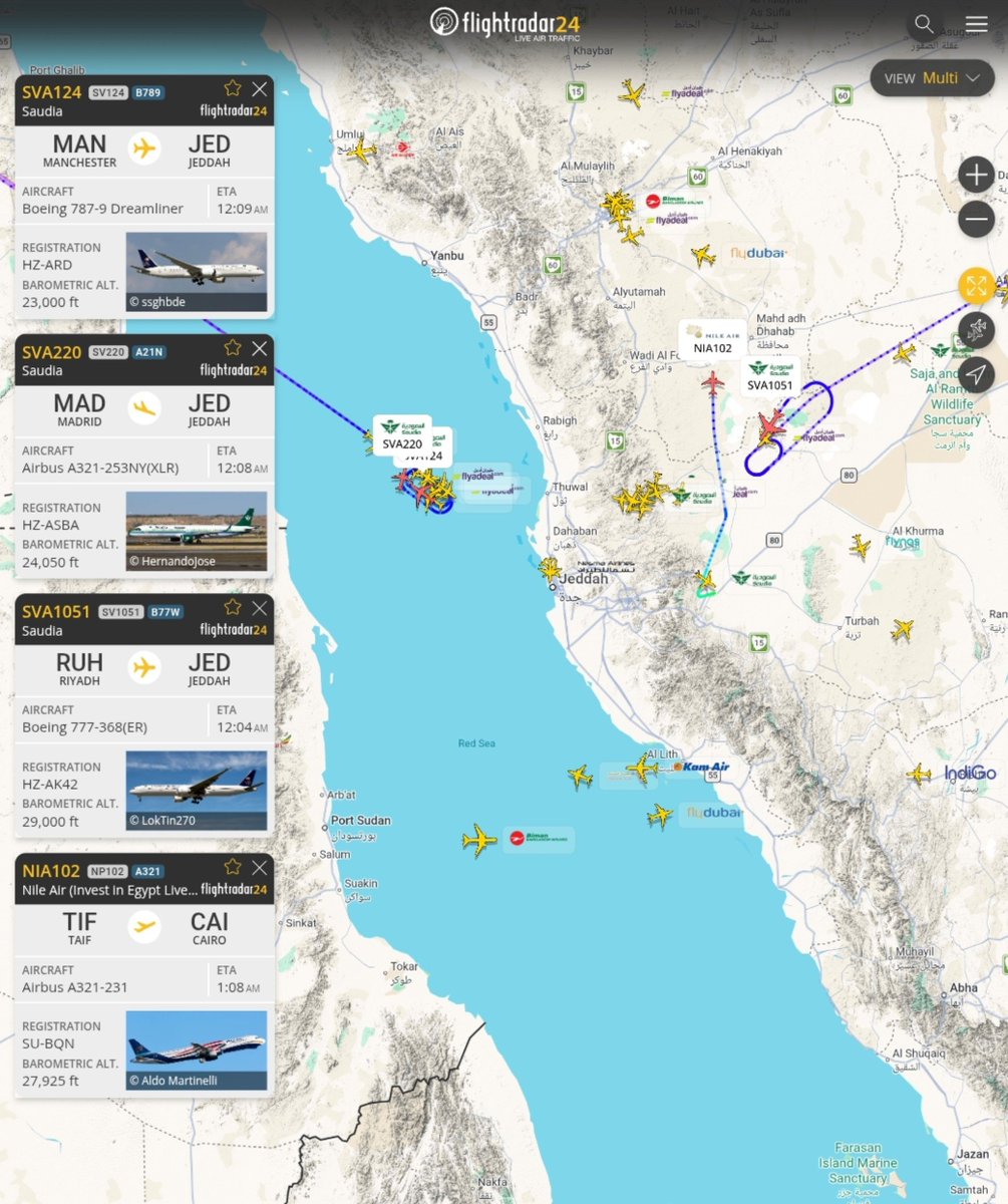 MenchOsint's tweet photo. Disruption in the airspace over Jeddah. https://t.co/w0fwPo7BKR