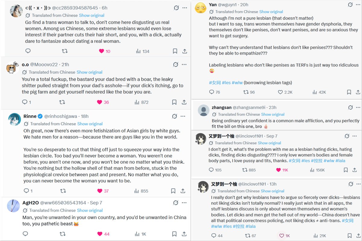 xxxxorxyxy's tweet photo. here's what the Chinese lesbians think about you predatory lesbian-fetishizing het male 'corrective' rapists, or as they aptly refer to you "renyao" (人妖) - human monsters. enjoy! https://t.co/J4UgSyecnk