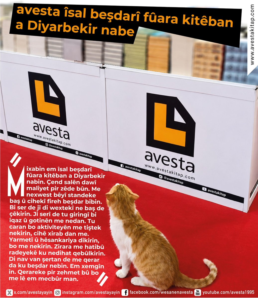 RudawTurkce's tweet photo. "Mecbur kaldık" diyen Avesta Yayınları, 10. Diyarbakır Kitap Fuarı’na katılmayacak:

"Başından beri uyarılarımıza ve söylediklerimize hiç önem vermediler. Etkinliklerimiz için hiçbir zaman kolaylık sağlamadılar, bize hep kötü yerler verdiler.

Başkalarına yaptıkları yardım ve kolaylıkları bizim için yapmadılar. Maddi zararımız kabul edilemez bir noktaya ulaştı.

Bu koşullar altında katılmama kararı aldık. Üzgünüz; bizim için çok zor bir karar oldu ama mecbur kaldık."
https://t.co/4oVguI7oD2