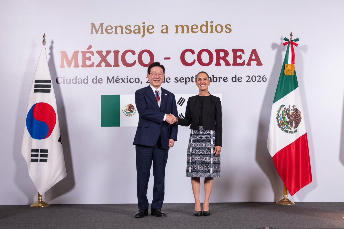 Claudiashein's tweet photo. Visita oficial del presidente de la República de Corea, Lee Jae-myung a México. https://t.co/NBpWziYIFJ