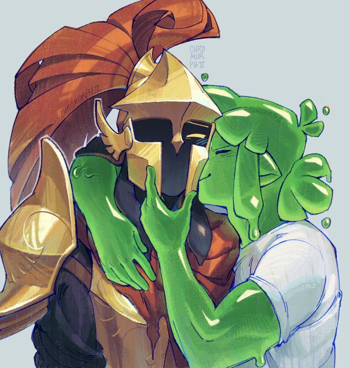 Chromorphii's tweet photo. You're supposed to remove the helmet first #slimeknight
 #sfawtde https://t.co/aJnzDZopgB