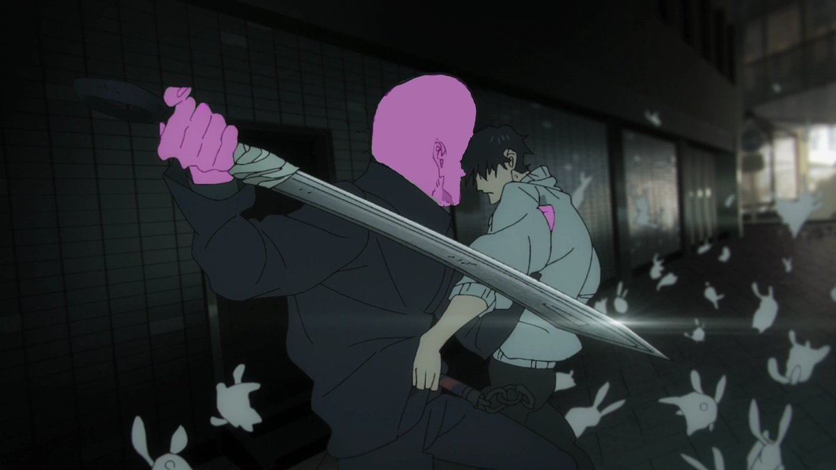 Fingerpaint1000's tweet photo. Does anyone else remember when megumi became pink and bald for a bit????? What the hell was that about??? https://t.co/YMOTgYO2Dy