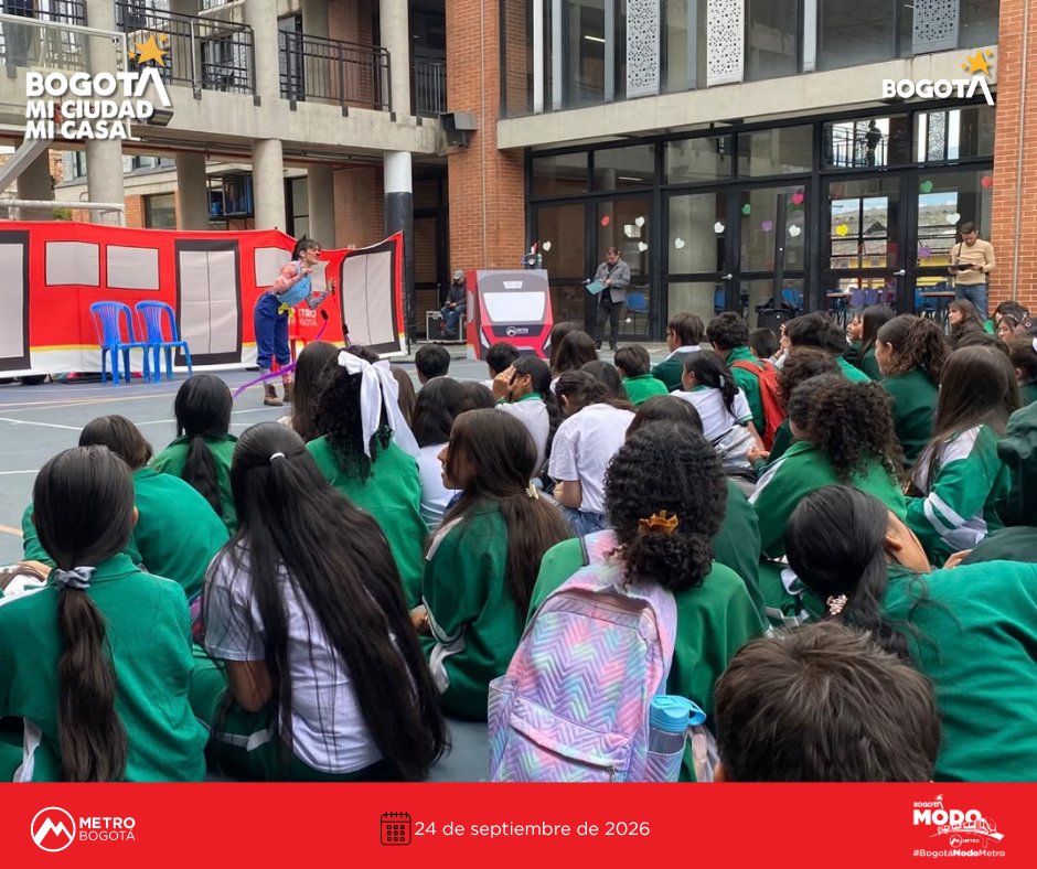 MetroBogota's tweet photo. 😉 #BogotáModoMetro 〽️ al Colegio continúa recorriendo @Bogota, esta vez desde el Instituto Técnico Industrial Piloto IED de @ALCtunjuelito, en articulación con @Educacionbogota a través de la estrategia Escuelas con Emociones. 🙌 https://t.co/BRTJNPzOCg