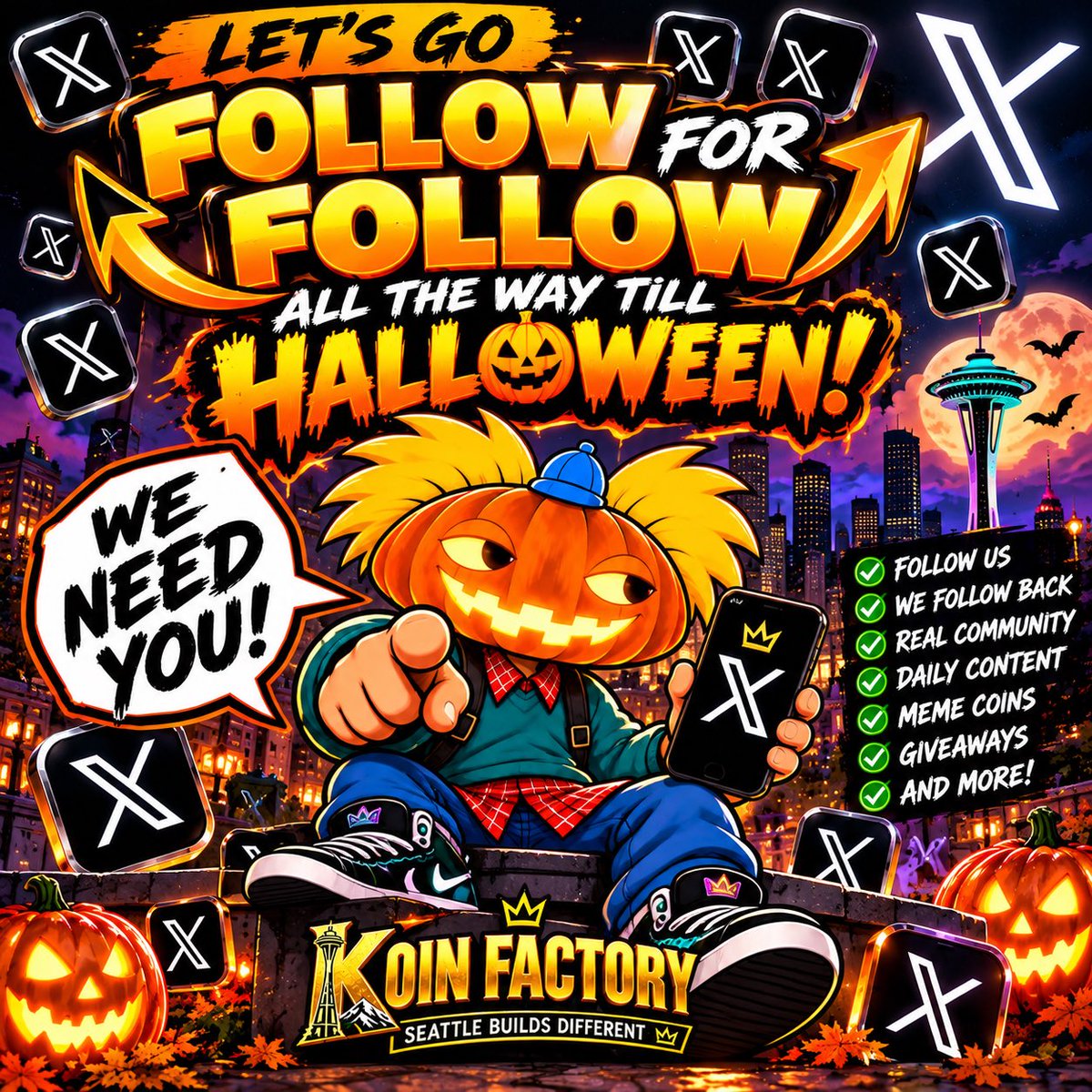 PUMPKIN_HEAD206's tweet photo. 🎃LET’S GET 100 NEW FOLLOWERS TODAY!

We’re building the Pumpkinhead community one follow at a time. 🧡

FOLLOW FOR FOLLOW — all the way till Halloween! 🎃👻

Follow us, LIKE ❤️ &amp; REPOST 🔁
Let’s see how big we can grow this Pumpkinhead community before Halloween!🎃 #Pumpkinhead https://t.co/Iqoh8U6Nmn