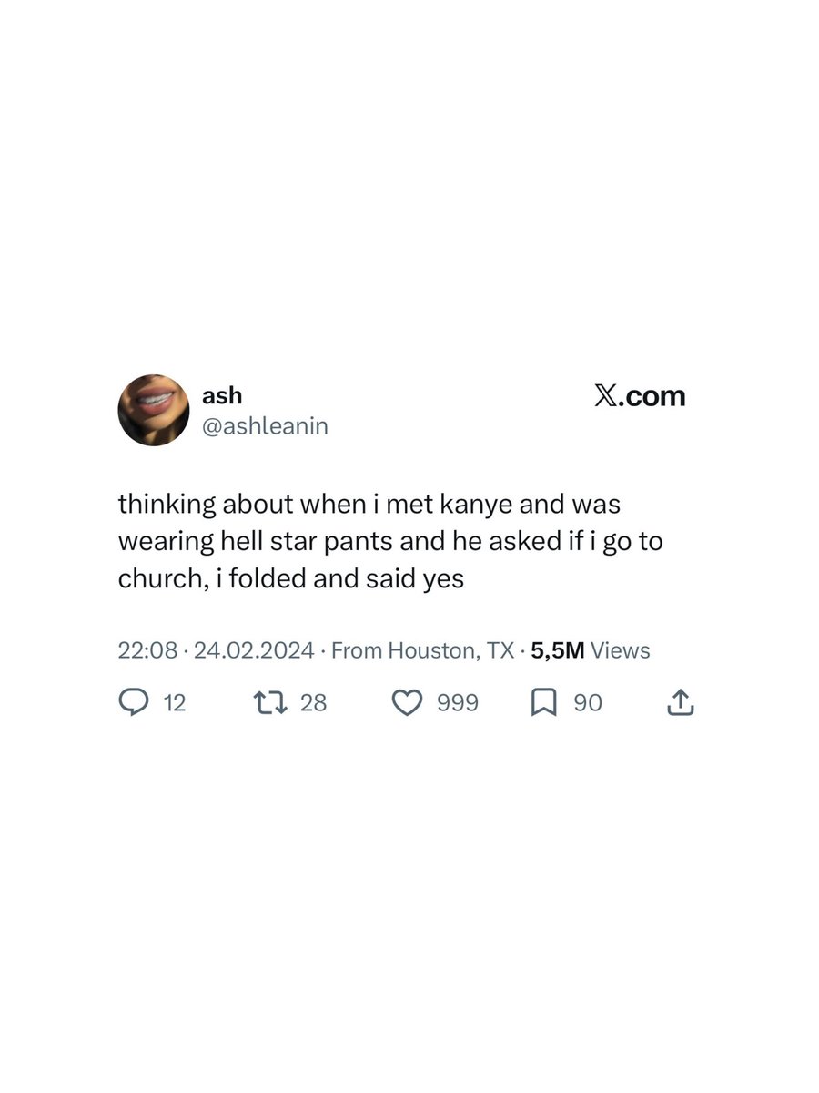 whatisyewearing's tweet photo. Throwback: when Ye saw a fan wearing Hellstar pants and asked them if they believe in Jesus (2022) https://t.co/f0TZEcPdY3