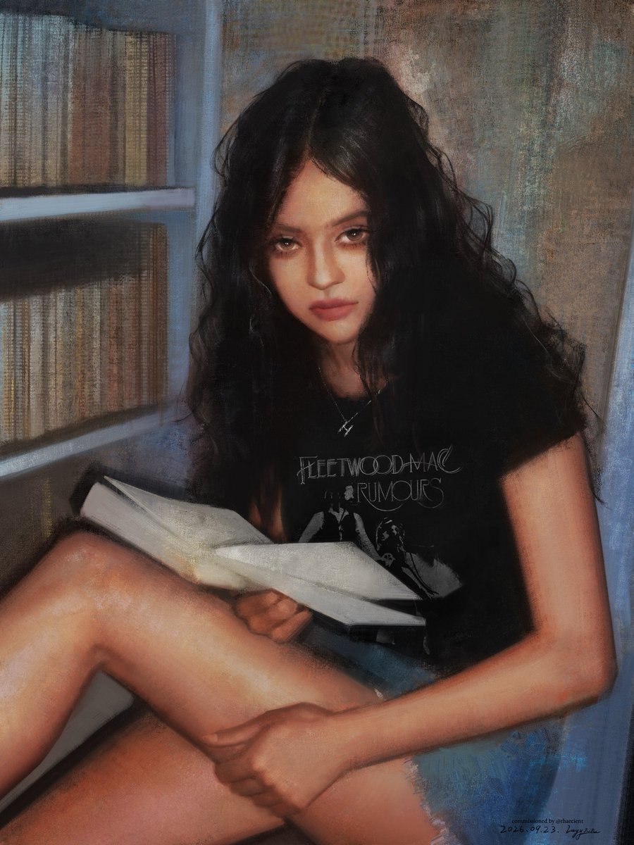 rhaecient's tweet photo. “‘silver springs’?” i broke the moment by asking, taking a seat on the floor.
liz looked over her shoulder … before turning back to her book. “why break the habit of a lifetime?”

indy lewis as lizzie young 🦌
art by luyy远远 on huajia, commissioned by me https://t.co/oAMrxdL4U0